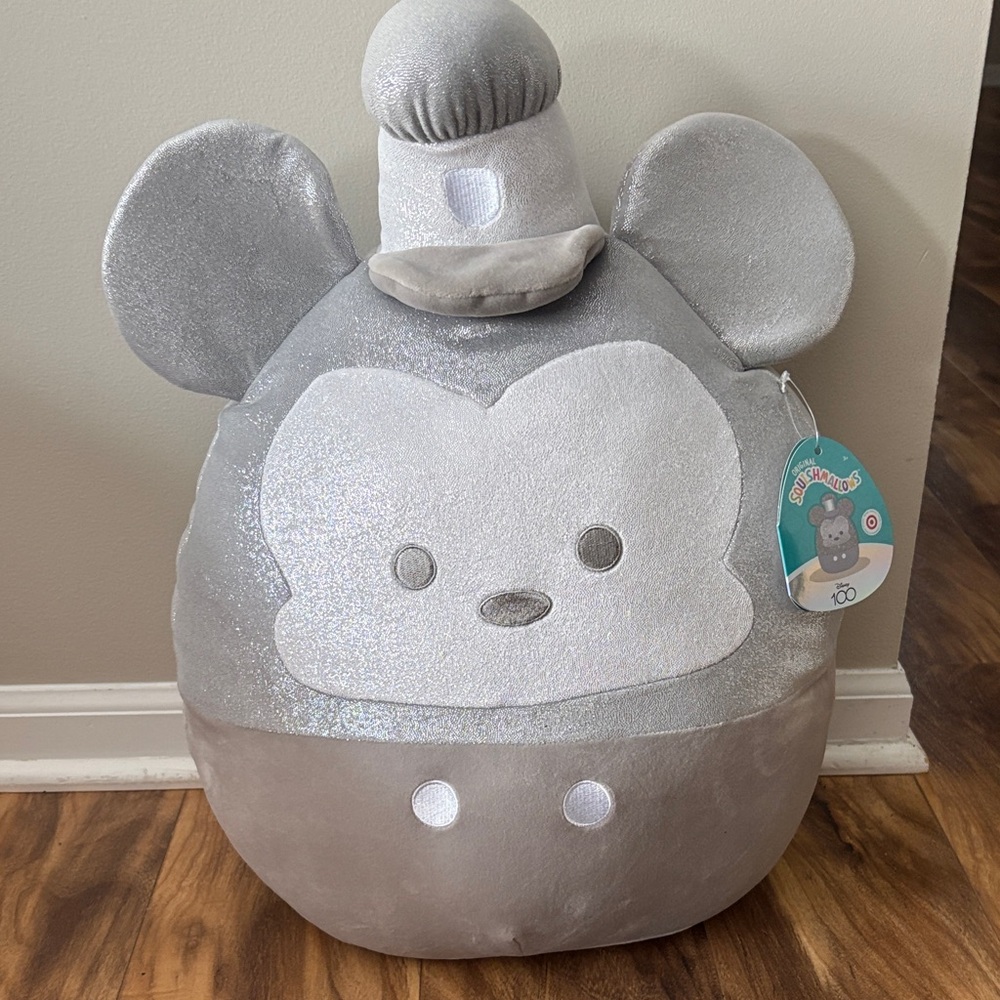 🆕 NWT - Squishmallows Disney 100 Year Silver and Gray Stuffed Animal